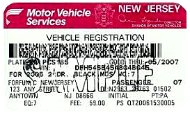 NJ Car Registration Card PNG
